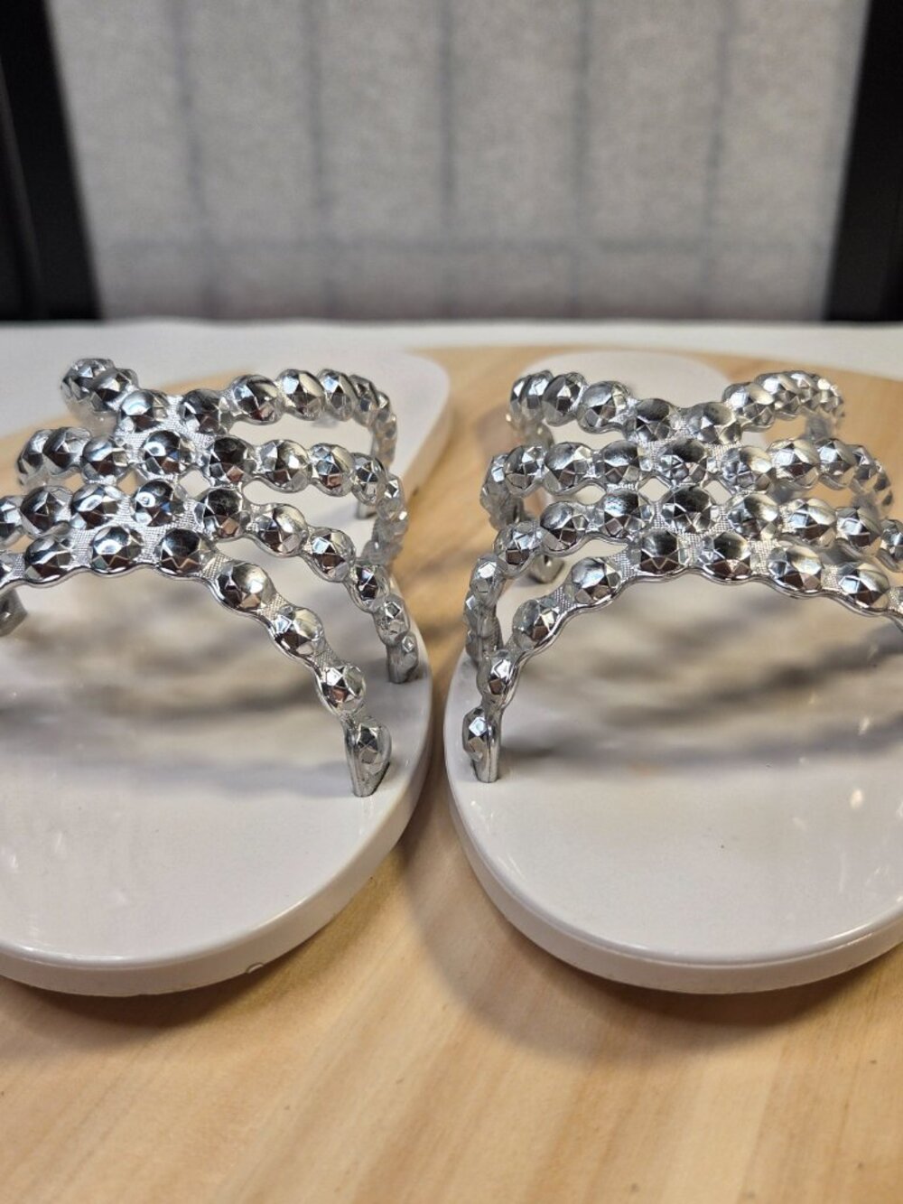 Melissa Faux Crystal White Silver Jelly Sandals Women US 7 - Picture 4 of 12